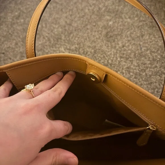 Coach Tan Monogram City Tote Bag with Leather Trim - Picture 11 of 14